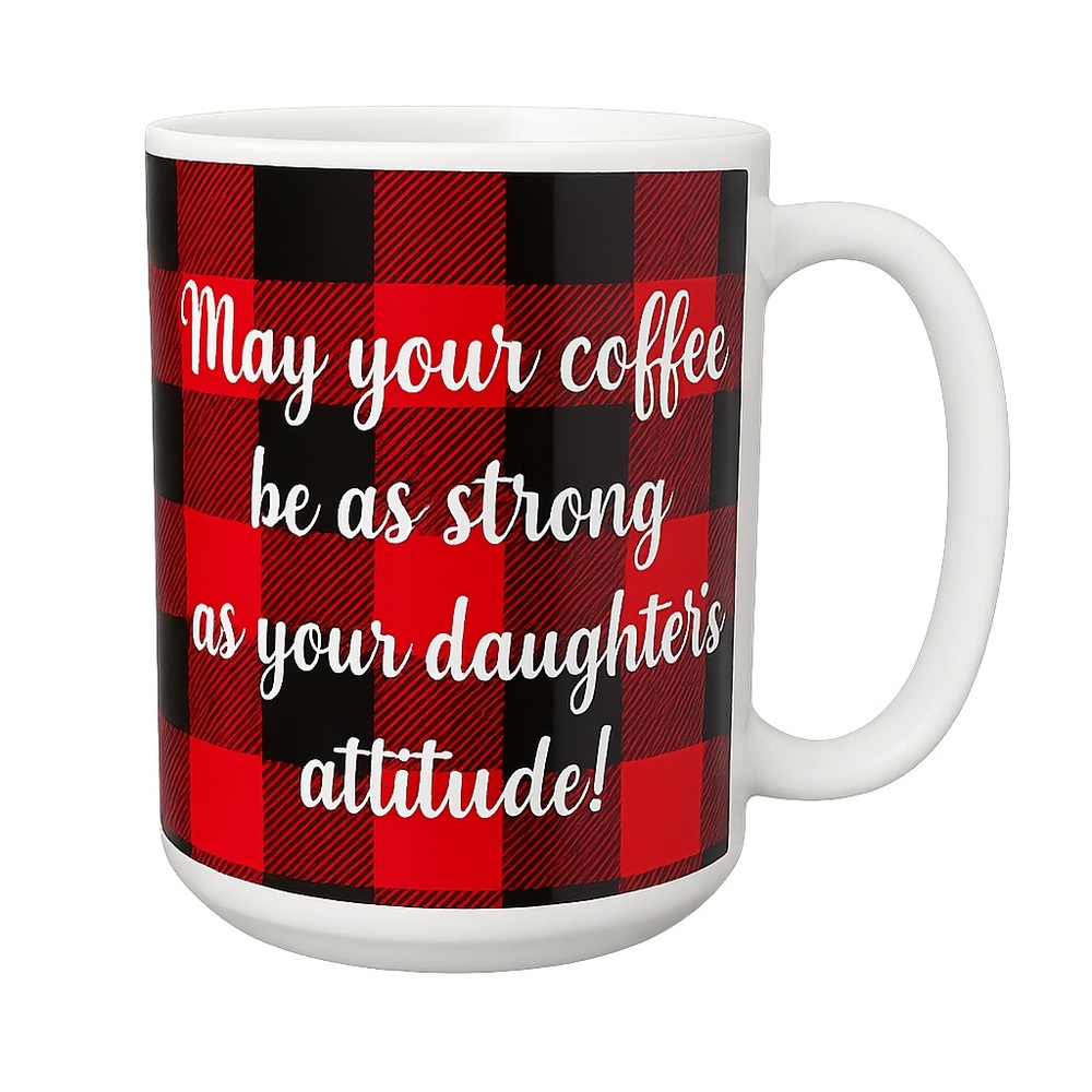 Rustic Red and Black Plaid Ceramic Mug